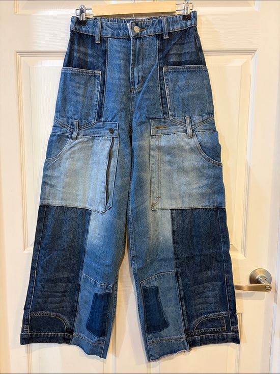 Oli & Hali Denim - Oli & Hali NWT Blue Faded UPSIDE DOWN POCKETS Patchwork Wide-Leg Jeans